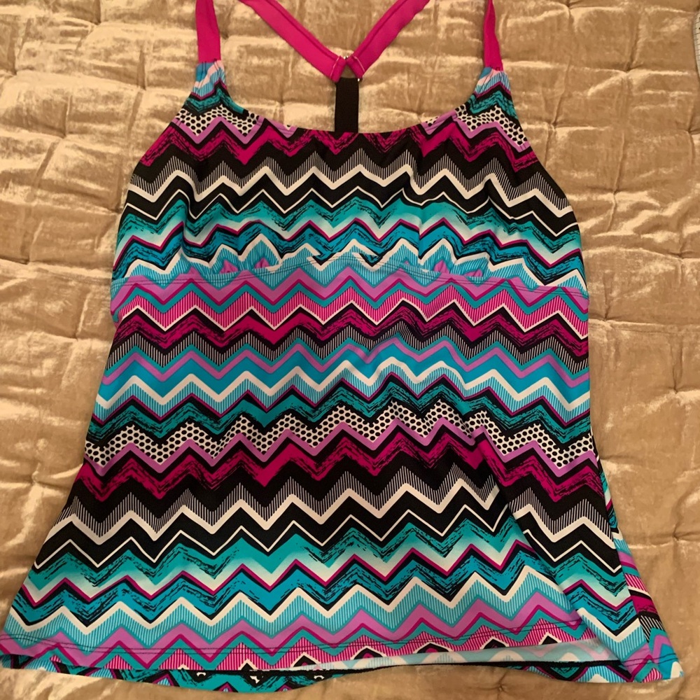 Vibrant Zigzag Swim Top